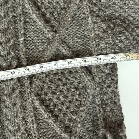 Cardigan Fisherman Full Zip Sweater 100% Wool Made in Ecuador Grayish Green - Picture 8 of 9